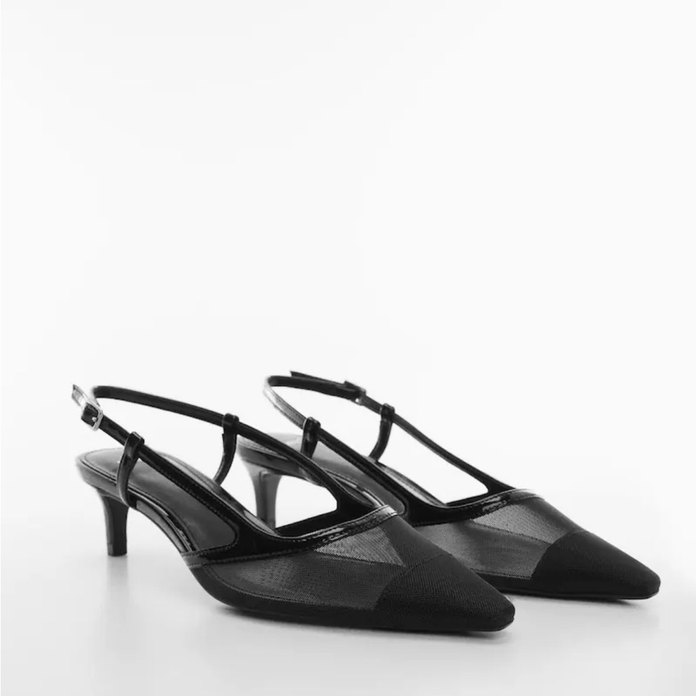 Mango mesh sling back heels